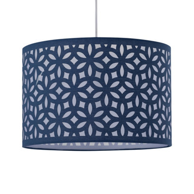 First Choice Lighting Navy Blue Laser Cut 25cm Pendant Lightshade