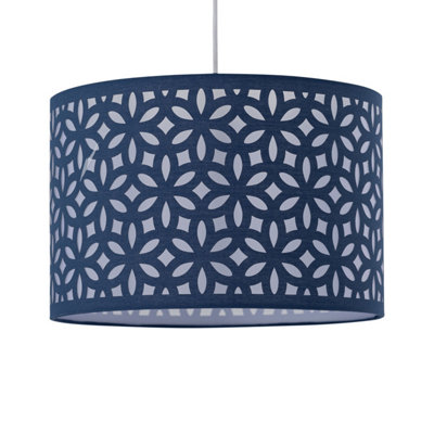 First Choice Lighting Navy Blue Laser Cut 30cm Pendant Lightshade