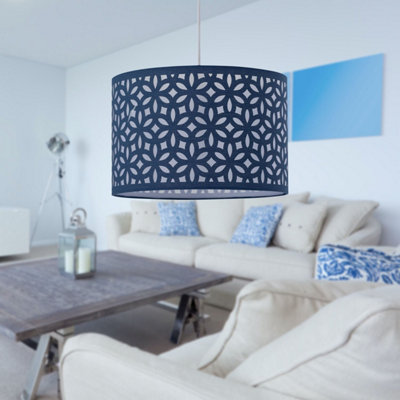 Picture of First Choice Lighting Navy Blue Laser Cut 30cm Pendant Lightshade