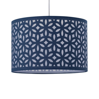 First Choice Lighting Navy Blue Laser Cut 33cm Pendant Lightshade