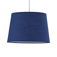 First Choice Lighting - Navy Cotton 28cm Tapered Cylinder Pendant or Lamp Shade