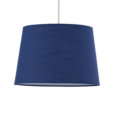 First Choice Lighting - Navy Cotton 28cm Tapered Cylinder Pendant or Lamp Shade