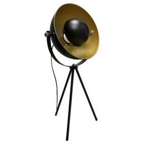 First Choice Lighting Neo Black Gold Tripod Table Lamp With Shade