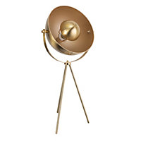 First Choice Lighting Neo Satin Brass Gold Table Lamp With Shade