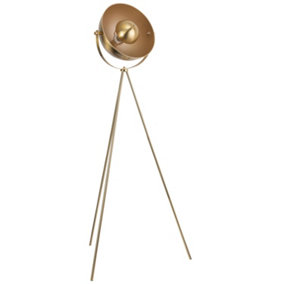 First Choice Lighting Neo Satin Brass Gold Tripod Floor Lamp