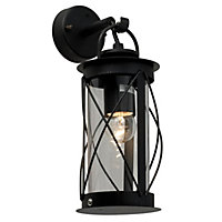 First Choice Lighting Neptune Black Clear IP44 Outdoor Wall Light