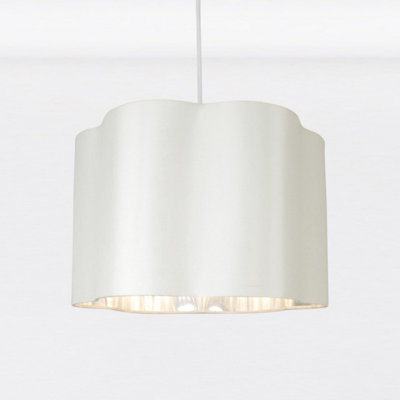 First Choice Lighting Off White with Chrome Inner Scalloped Pendant Shade