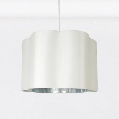 First Choice Lighting Off White with Chrome Inner Scalloped Pendant Shade