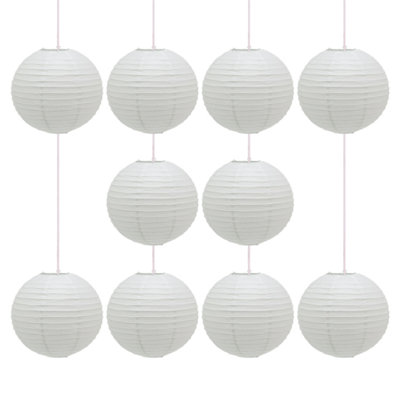 First Choice Lighting - Pack of 10 White Paper Lantern 30cm Pendant Shades