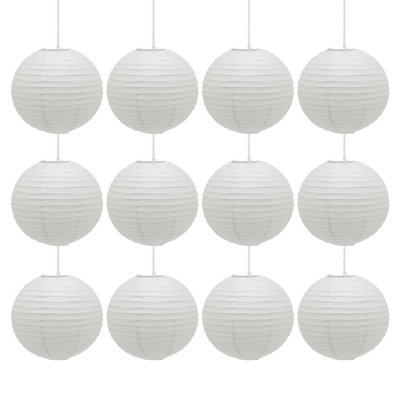 First Choice Lighting - Pack of 12 White Paper Lantern 30cm Pendant Shades