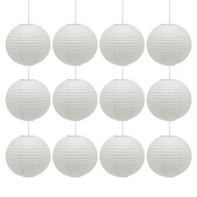 First Choice Lighting - Pack of 12 White Paper Lantern 30cm Pendant Shades