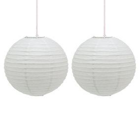First Choice Lighting - Pack of 2 White Paper Lantern 30cm Pendant Shades