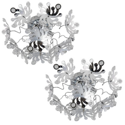 First Choice Lighting Pair of Chrome Semi Flush 3 x G9 Flower Fittings
