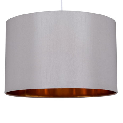 First Choice Lighting Pair of Grey 30cm Light Shades with Copper Inner