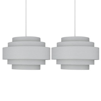 First Choice Lighting Pair of Light Grey 5 Tier Light Shades