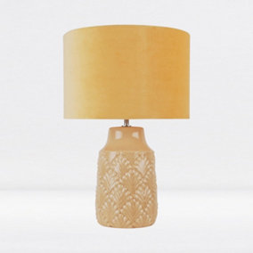 First Choice Lighting Peacock Ochre Ceramic Table Lamp With Shade