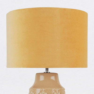 First Choice Lighting Peacock Ochre Ceramic Table Lamp With Shade
