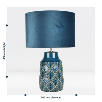 First Choice Lighting Peacock Teal Ceramic Table Lamp With Shade