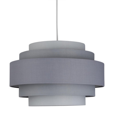 First Choice Lighting Penta Grey Easy Fit Fabric Pendant Shade