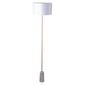 First Choice Lighting Phoenix White Marble Copper Floor Lamp