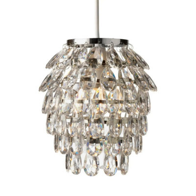 First Choice Lighting Pineapple Chrome Clear 20 cm Easy Fit Jewelled Pendant Shade