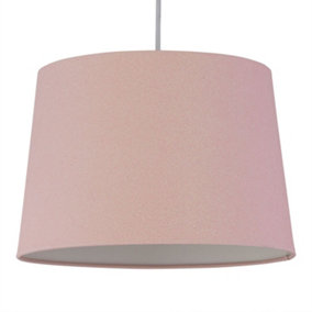 First Choice Lighting Pink Glitter Cotton 28cm Tapered Cylinder Pendant or Lamp Shade
