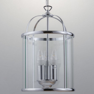 First Choice Lighting Polished Chrome 3 Light Lantern Style Pendant