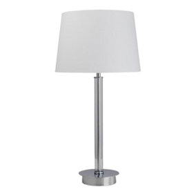 First Choice Lighting Polka Chrome Clear Glass White Touch Table Lamp With Shade