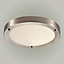 First Choice Lighting Porto Brushed Chrome Frosted Glass IP44 Bathroom Ceiling Flush Light