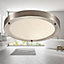 First Choice Lighting Porto Brushed Chrome Frosted Glass IP44 Bathroom Ceiling Flush Light