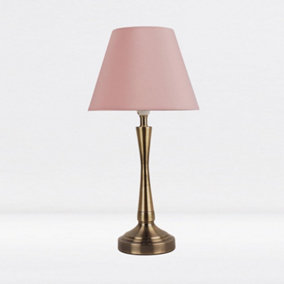 First Choice Lighting Prior Antique Brass Blush Pink Table Lamp With Shade