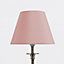 First Choice Lighting Prior Antique Brass Clear Blush Pink Table Lamp With Shade