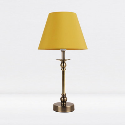 First Choice Lighting Prior - Antique Brass Ochre Table Lamp With Shade