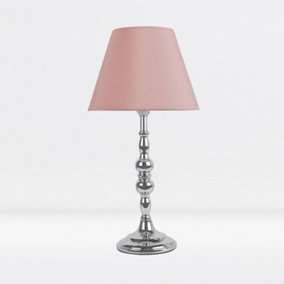 First Choice Lighting Prior Chrome Blush Pink Table Lamp With Shade