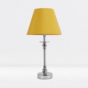 First Choice Lighting Prior - Chrome Ochre Table Lamp With Shade