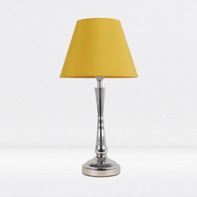 First Choice Lighting Prior - Chrome Ochre Taper Table Lamp With Shade
