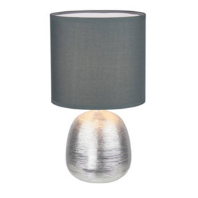 First Choice Lighting Radley Gold Grey Ceramic Table Lamp With Shade