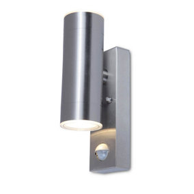 First Choice Lighting - Rado Stainless Steel IP44 Outdoor Motion Sensor Up Down GU10 Wall Light