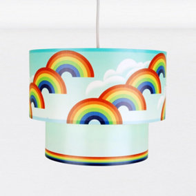 First Choice Lighting Rainbow Rainbow Print Easy Fit Fabric Pendant Shade