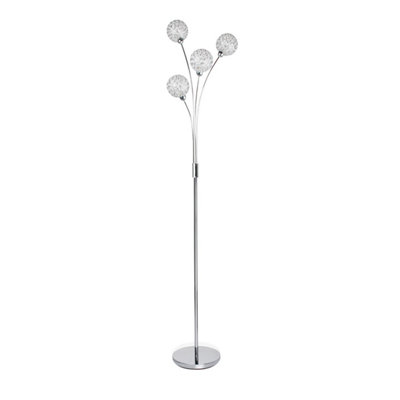 First Choice Lighting Reno Chrome Clear Beaded Glass 4 Light Floor Lamp