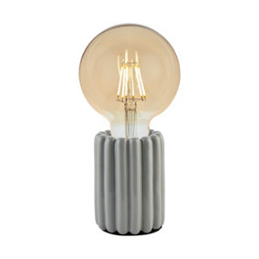 First Choice Lighting - Ribb Grey Ribbed Ceramic Lamp