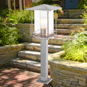 First Choice Lighting Ripley Stainless Steel Clear IP44 Outdoor Post Light