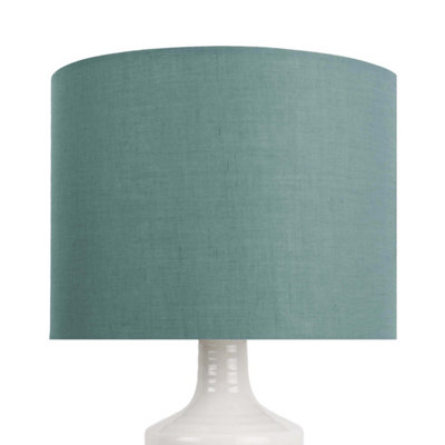 First Choice Lighting Ripple Off White Ribbed Ceramic Table Lamp with Teal Fabric Shade