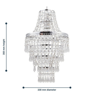 First Choice Lighting Rome Chrome Clear Easy Fit Jewelled Pendant Shade