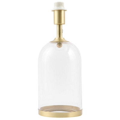 First Choice Lighting Satin Brass and Glass Cloche Design Table Lamp Base