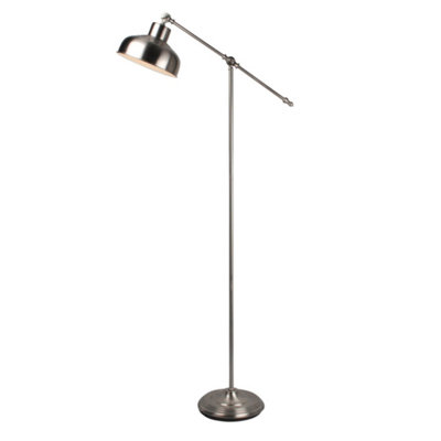 First Choice Lighting Satin Nickel Lever Arm Floor Lamp