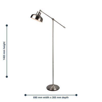 First Choice Lighting Satin Nickel Lever Arm Floor Lamp