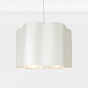 First Choice Lighting Scallop Chrome Off White Easy Fit Fabric Pendant Shade
