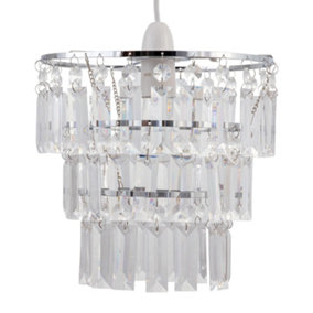 First Choice Lighting Scarlett Chrome Clear Easy Fit Jewelled Pendant Shade