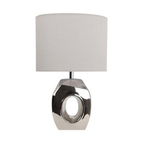 First Choice Lighting Sculptured Metallic Ceramic 38cm Table Lamp with White Fabric Shade